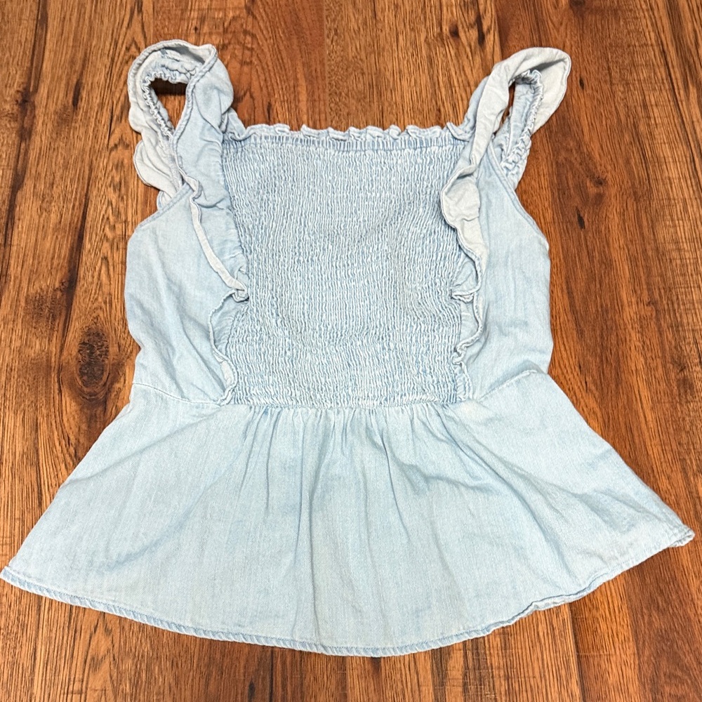 Women’s Old Navy Light Blue Ruffled Smocked Peplum Tank Top